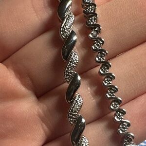 Two Silver Chain Adjustable Bracelet Set